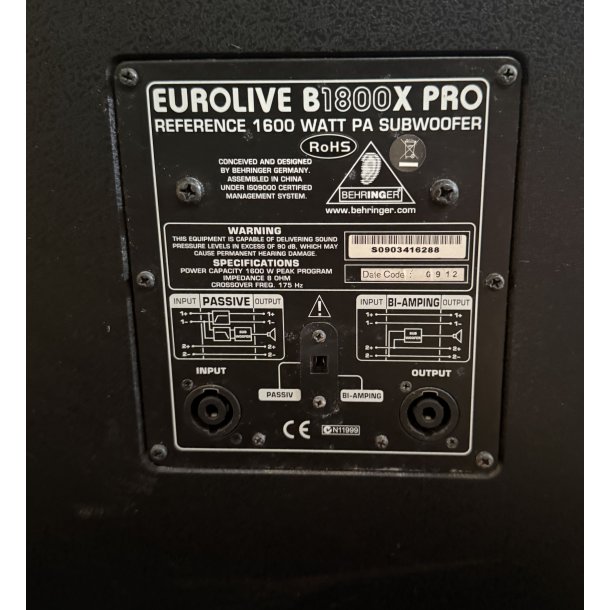 (BRUGT) Behringer EUROLIVE B1800X Pro